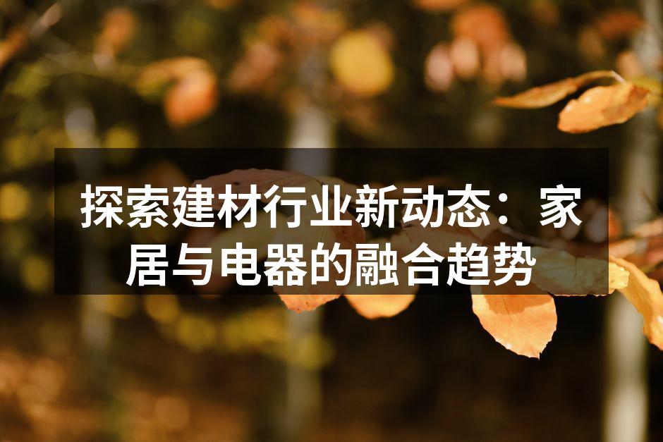 探索建材行业新动态：家居与电器的融合趋势